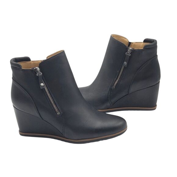 Soul Naturalizer Haley Women 9.5M Black Wedge Ankle Booties Zip Nubuck Style NEW - Picture 13 of 15